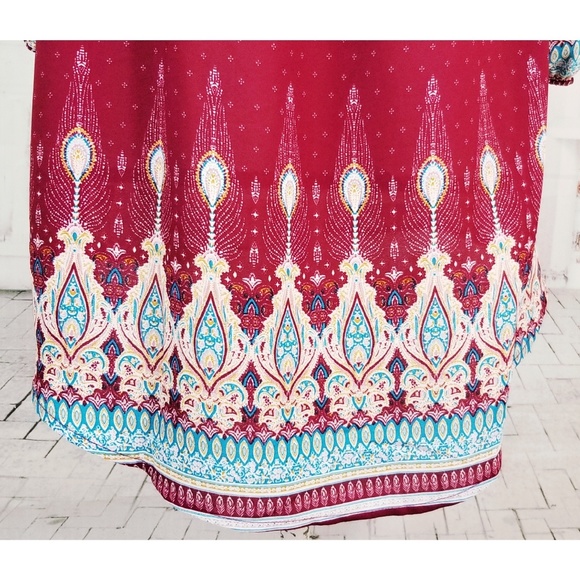 Pink Rose cold shoulder boho top maroon L - Picture 5 of 8